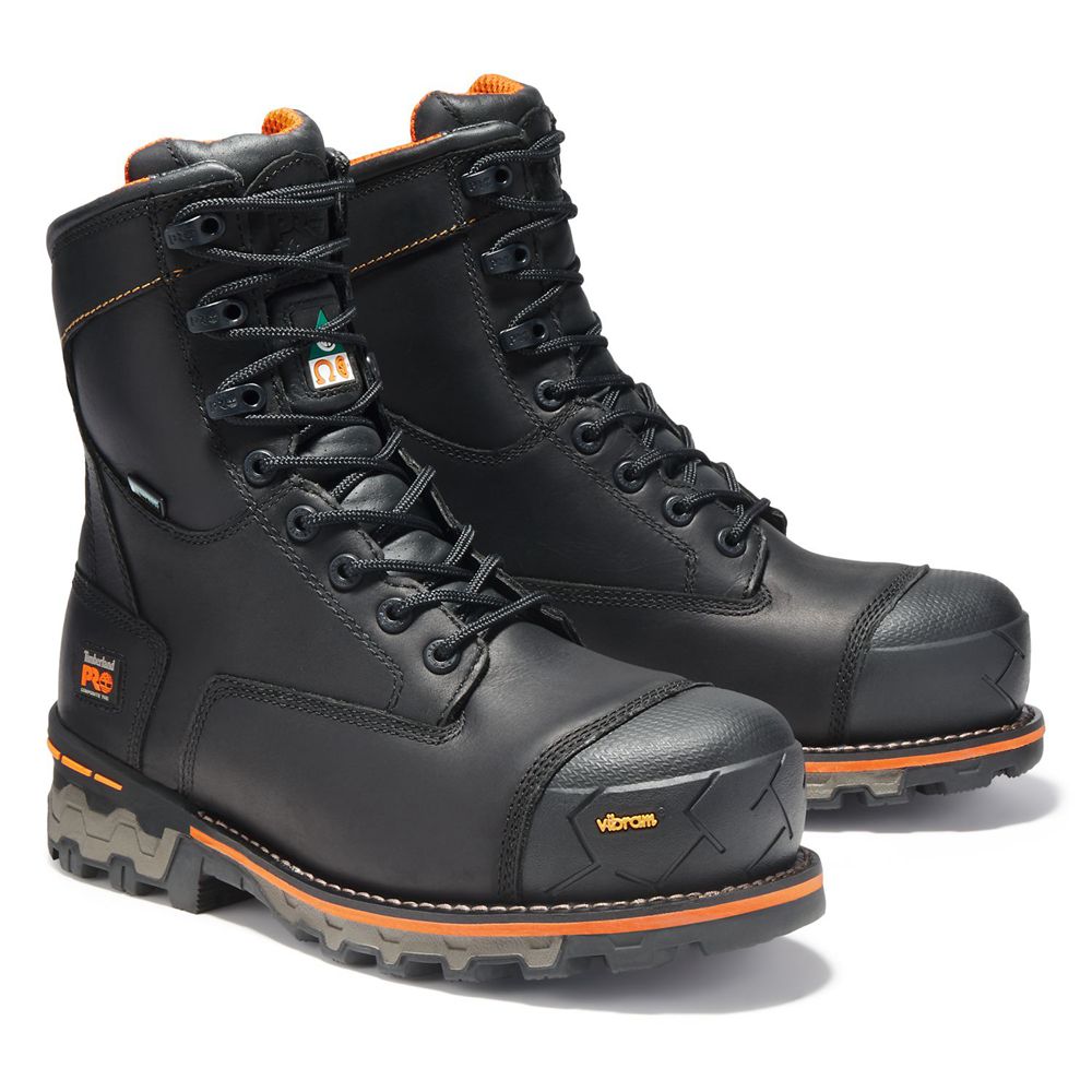 Timberland Μποτακια Εργασίας Ανδρικα Μαυρα - Pro® Boondock 8\" Comp Toe - Greece 4198256-SM